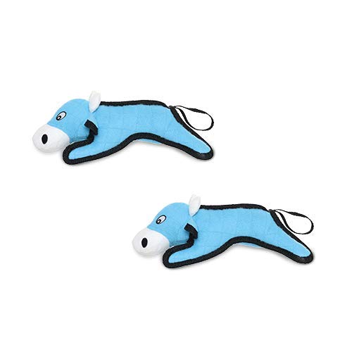 TUFFY® : 2 Pack Jr Cow Dog Toy: Ultra Durable Plush Toy with Multiple Layers & Reinforced Seams, Washable and Floats, Original Construction - color: 2PK Blue Jr Cow