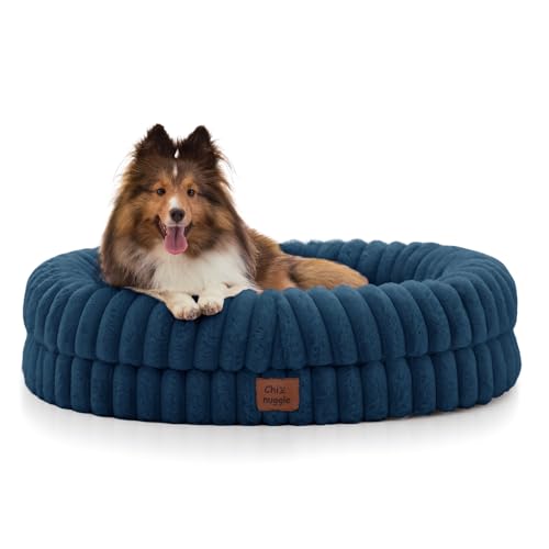 ChiXnuggle Orthopedic Dog Bed, Washable Cover, Faux Fur Bolster Pet Couch | waterproof,egg crate foam,non-slip bottom,for small medium dogs,navy,30*24*7,dog sofa,puppy bed - color: Navy, size: M(30*24*7)