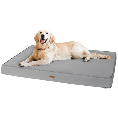 Orthopedic Dog Bed, 44" x 32" Dog Beds Large Sized, Waterproof Pet Mat, Big Pet Mattress Pad with Removable Washable Soft Plush Cover, Egg Crate Foam, Anti-Slip Bottom, Grey - color: Warm Grey