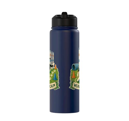 WEAVE POLE CALM Dog Agility Course Stainless Steel Insulated Water Bottle - color: Navy Blue