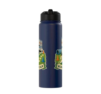 WEAVE POLE CALM Dog Agility Course Stainless Steel Insulated Water Bottle - color: Navy Blue