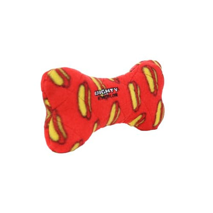 MIGHTY Tuffy Bone Dog Toy: Ultra Durable Plush Toy with Multiple Layers & Reinforced Seams, Washable and Floats, Vinyl Bone & Fleece - color: Red Medium Bone