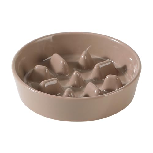Havniva Ceramic Slow Feeder Dog Bowls, 1.2 Cups Dog Bowl Slow Feeding for Small and Medium Breed, 7.3inch Puzzle Dog Food Bowl Slow Feeder Non-Slip Anti-Gulping and Anti-Choking Reduces Bloating - color: 1 x Brown Coffee-C, size: 7.3inch