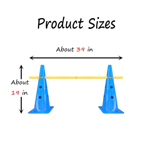 TNZMART Dog Agility Jumps Hurdles and Weave Poles Training Equipment Set Adjustable Dog Cones Obstacle Course for Backyard Portable Canine Exercise Kit with Carry Bag (Mix 4, 19 in) - size: 19 in