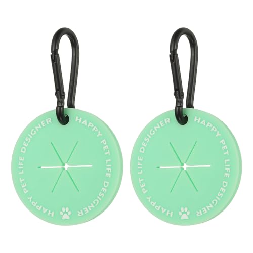 Dog Poop Bag Clip, Dog Poop Bag Holder Round for Dispenser Carrier Hands-Free Lightweight Durable PVC, (Green, 2 Pcs), Intended for Leash/Pet Waste Bag - color: Green