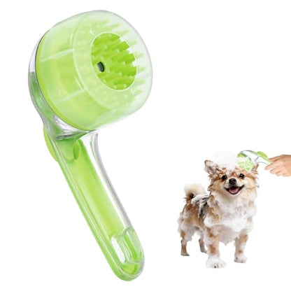 Pet Bath Brush, Dog Shampoo Brush New 2 in 1 Grooming Massage Scrubber Bubble Maker with Ring Built-in Shampoo Dispenser(Coarse,Green), for Long Short Hair Cats Shower - color: Green