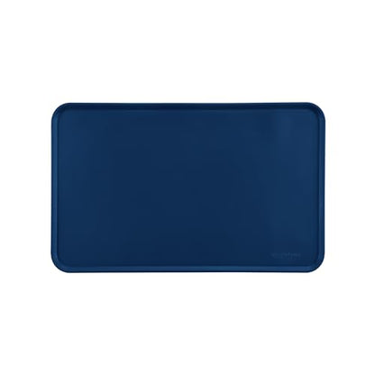 Amazon Basics Waterproof Non-Slip Silicone Pet Feeding Mat with Raised Edges, Prevents Spills, Easy to Clean, Protects Floors for Cat & Dog Food and Water Bowls, 18.5 x 11.5 Inches, Blue - color: Blue, style: 18.5" x 11.5"