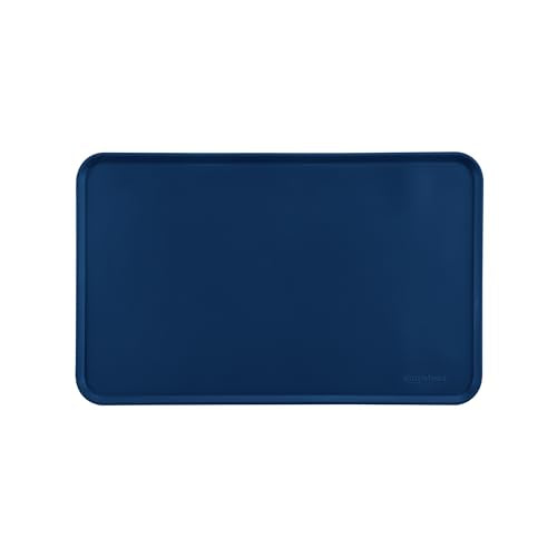 Amazon Basics Waterproof Non-Slip Silicone Pet Feeding Mat with Raised Edges, Prevents Spills, Easy to Clean, Protects Floors for Cat & Dog Food and Water Bowls, 18.5 x 11.5 Inches, Blue - color: Blue, style: 18.5" x 11.5"