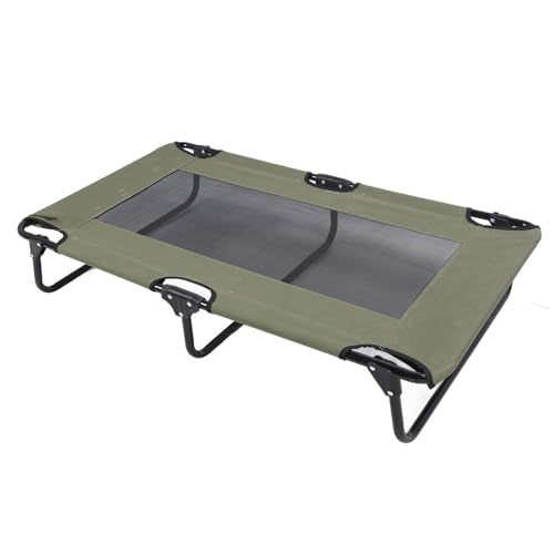 Raised Dog Bed Foldable Cooling Elevated Dog Bed Portable Raised Pet Cot Green Outdoor (107 * 61 * 18cm) - size: 107*61*18cm