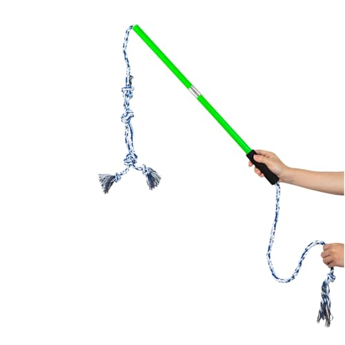 Interactive Flirt Pole Toy for Dogs Chase and Tug of War,Durable Teaser Wand with Pet Fleece Rope Tether Lure Toy to Outdoor Exercise & Training for Small Medium Large Dogs (Blue White) - color: blue white
