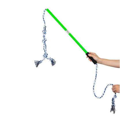 Interactive Flirt Pole Toy for Dogs Chase and Tug of War,Durable Teaser Wand with Pet Fleece Rope Tether Lure Toy to Outdoor Exercise & Training for Small Medium Large Dogs (Blue White) - color: blue white
