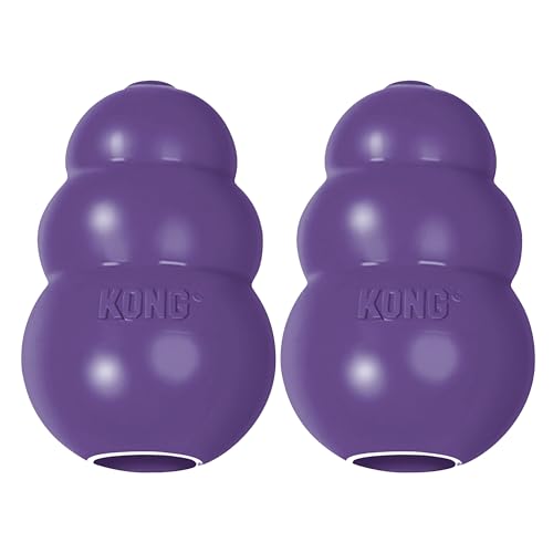 KONG Senior - Dog Toy with Gentle, Natural Rubber - Durable Dog Toy for Older Dogs - Use Treats with Stuffable Chew Toy - Treat Toy for Chewing & Fetching - for Medium Dogs (Pack of 2) - size: Medium(2-Pack)