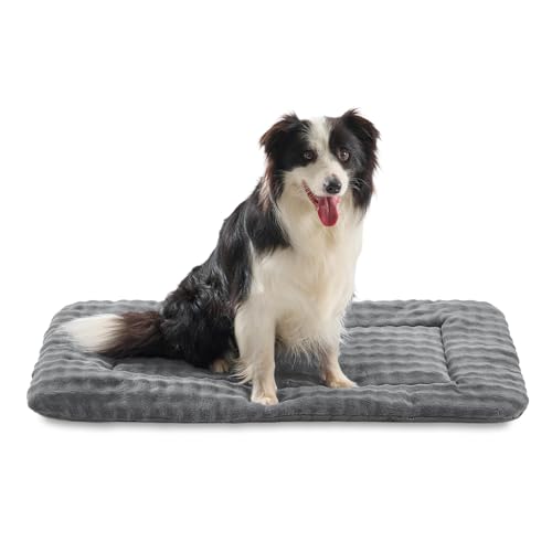 Dog Bed Mat Crate Pad for Large Dogs, Washable Soft Pet Sleeping Mat Kennel Pad with 3D Bubble Pattern, Grey, 36"x 23" - color: Grey, size: 36"L x 23"W x 1.5"Th