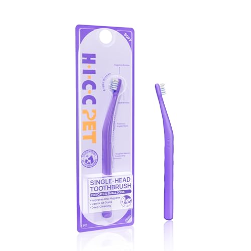 HICC PET Toothbrush for Cats & Small Dogs,Ergonomic Pet Toothbrush for Easy Teeth Cleaning,Gentle on Gums, Cat & Dog Dental Care – Toothpaste Not Included - color: Purple for Cats & Small Dogs