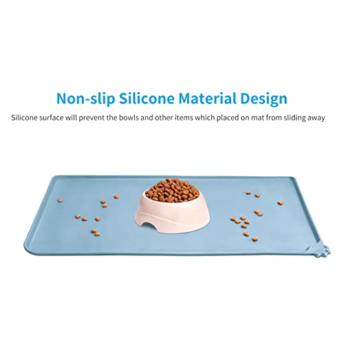 AUDWUD Silicone Waterproof Pet Feeding Mats,Anti Slip Bowl Pad,Dog Mat for Food and Water - color: Slate, size: 18.5" x 11.5"
