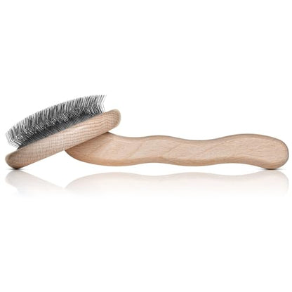 Chris Christensen Mark VIII Round Head Slicker Brush for Dogs, 12mm Pins, Groom Like a Pro, Handcrafted Lightweight Beechwood Ergonomic Handle, Stainless Steel Pins, A5VIII. Made in Germany. - size: Mark VIII Round