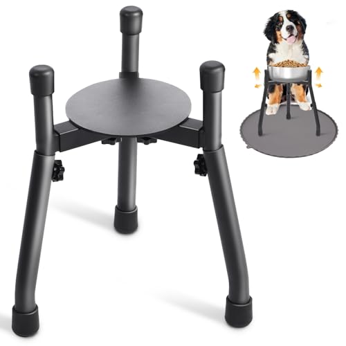 Adjustable Elevated Dog Bowl Stand, Metal Raised Feeder for Medium & Large Dogs, 3 Heights (8.8", 10.8", 12.5"), Width 6.3"–10.2", Spill-Proof Mat, Anti-Slip & Quiet, Bowl Not Included