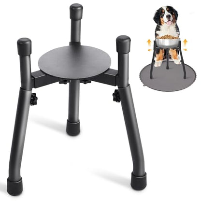 Adjustable Elevated Dog Bowl Stand, Metal Raised Feeder for Medium & Large Dogs, 3 Heights (8.8", 10.8", 12.5"), Width 6.3"–10.2", Spill-Proof Mat, Anti-Slip & Quiet, Bowl Not Included