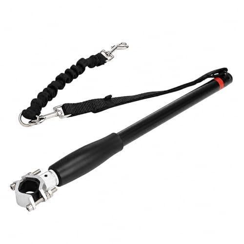 Dog Bike Leash with 16.7 in Steel Pole, Black Pet Bike Attachment with Shock Absorbing Bungee, 360 Degree No Tangle Running Dog Leash for Cycling, Jogging, Outdoor Exercise