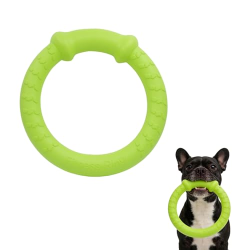 LaRoo Dog Chew Ring Toy for Small Dogs, Durable EVA Floating Puppy Teething Chew Toy, Interactive Tug of War Fetch Toy for Dental Cleaning & Outdoor Play (Green) - color: Green, size: Small