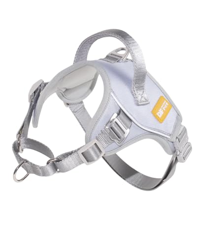 DF No Pull Step-in Martingale Dog Harness, Help Stop Pulling & Choking, Reflective & Adjustable, Front Clip Harness with Lift Handle, Tactical Silent Metal Buckle, Gray, 1", Front Chest 14.4"-18.0"