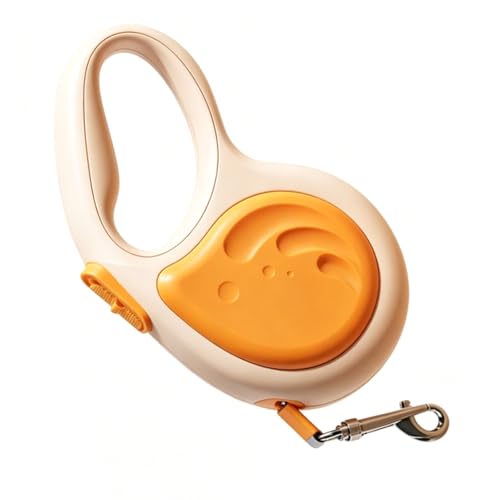 Retractable Puppy Leash, Dog Extendable Walking Leash with Ergonomic Anti Slip Grip & Reinforced Nylon Tape, Portable One Click Brake Pet for Large Dogs Walking (Orange)
