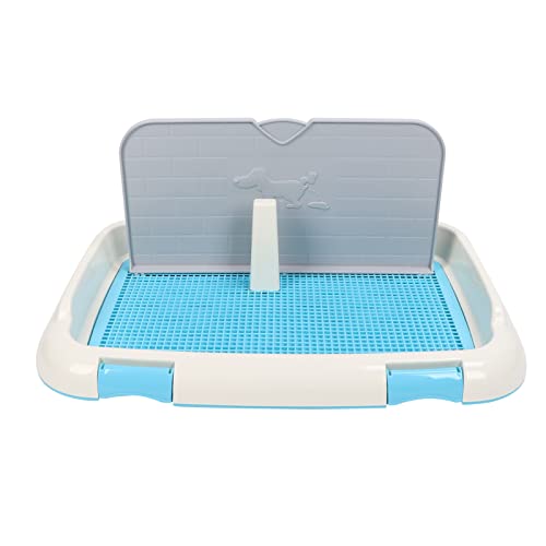 RiToEasysports Dog Potty Tray Indoor Toilet for Small to Medium Dogs Made of Plastic with Wall Cover Easy Clean 66 X 46.5 X 27.5cm (Blue)