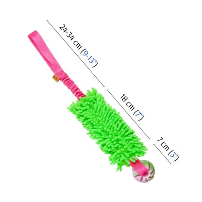 Dingo Dog Tug Toy and TPR Rubber Ball with Bungee Handle, Microfiber Green - color: Green