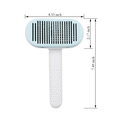 Self Cleaning Slicker Brush for Dogs & Cats - Deshedding Brush with Adjustable Release Button, Gentle Massaging Grooming Tool for Long & Short Haired Pets