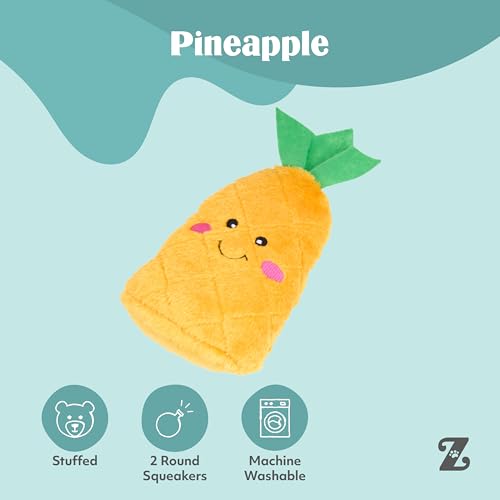 ZippyPaws NomNomz - Dog Squeaky Toys to Keep Them Busy, Funny Food Plush for Small & Medium Dogs, Cute Stuffed Puppy Toy, Pet Products, Gift for Dogs of All Breeds, Soft and Cuddly - Pineapple - color: Pineapple