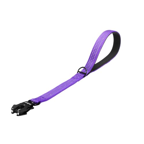 PetBonus Heavy Duty Short Dog Leash, 18 Inch Nylon Traffic Leash with Quick Release Clip, Comfortable Padded Handle, Reflective Training Lead for Medium Large Dogs (Purple, 18") - color: Purple, size: 18 Inch