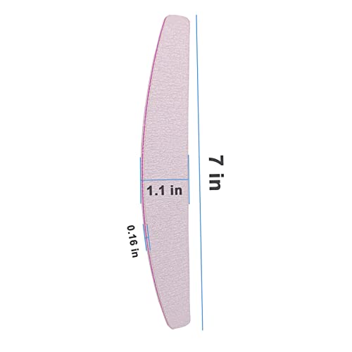 Nail Files (25 Pcs), 100/180 Grit Nail File Emery Board Bulk for Acrylic Nails and Natural Nails, Limas para Unas Acrilicas Profesional Pack Filers for Gel Nail Double Sided Manicure Curved Gray - size: 25 Pcs Halfmoon 100/180 Grit