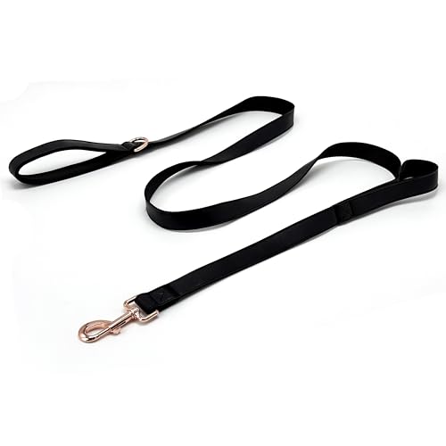 Dog Leash 6ft Long,Traffic Padded Two Handle,Heavy Duty,Double Handles Lead for Control Safety Training,Leashes for Large Dogs or Medium Dogs,Dual Handles Leads (Black, 25MM*6FT) - color: Black
