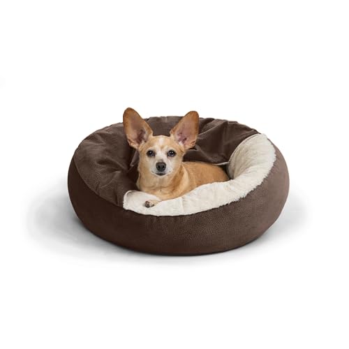 Best Friends by Sheri Cozy Cuddler Ilan Covered Cat and Dog Bed with Attached Blanket, Dark Brown, 24"x24" - color: Dark Brown Ilan