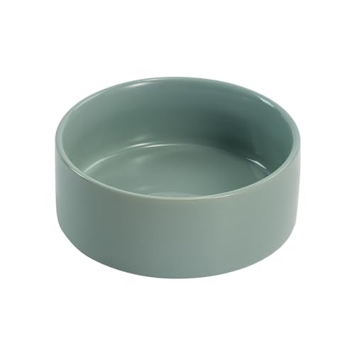 SPUNKYJUNKY 13.5OZ Ceramic Dog and Cat Bowl, Modern Cute Weighted Food Water Bowl for Replacement Morandi Green (1 Pack) - color: Morandi Green, size: 1.7 CUPS