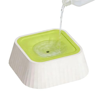 Spill Proof Dog Water Bowl 37oz, Large Capacity No Drip Pet Dispenser with Non-Slip Base, Slow Water Bowl for Dogs Puppies Indoor Outdoor Use, 22x22x8cm - color: Green