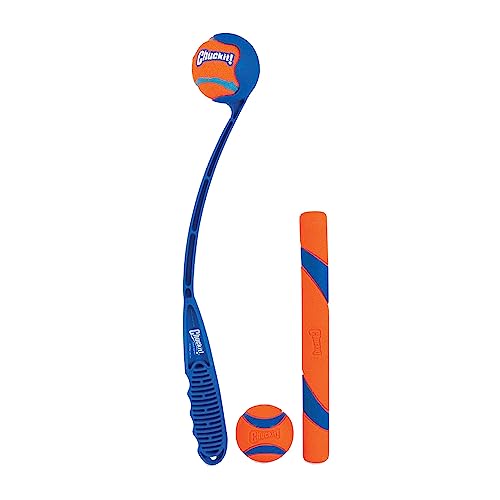 Chuckit! Fetch Pack - Chuck It Dog Ball Launcher 18 M, Tennis Ball, Ultra Rubber Ball and Ultra Fetch Stick Dog Gifts, Dog Toys Indestructible Dog Ball Thrower Launcher