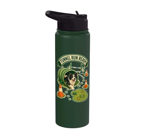 TUNNEL RUN READY Dog Agility Cones Stainless Steel Insulated Water Bottle - color: Dark Green