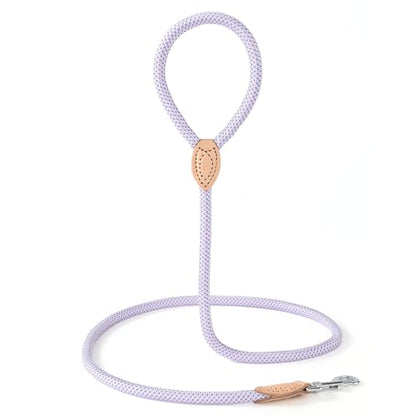 Mile High Life Dog Leash, Rope Leash with Genuine Leather Connection and Heavy Duty Metal Clasp, Great for Small Medium Large Dogs(Purple,48 Inch) - color: Rope Handle-Purple, size: 48 Inch-1/2"
