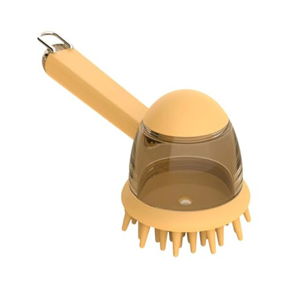Bristles Dog Bath Brush for Bathing Massage Grooming Tool with Shampoo Dispenser for Efficient Dog Cats Pet Shower Brush for - color: Yellow