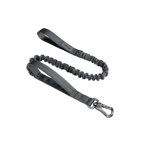EXCELLENT ELITE SPANKER Military Bungee Dog Leash Elastic Leads Rope with 2 Padded Control Handle for Medium and Small Dogs (Grey) - color: Grey