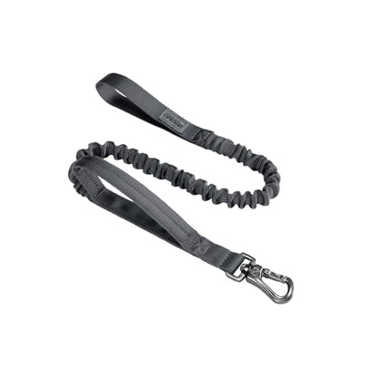 EXCELLENT ELITE SPANKER Military Bungee Dog Leash Elastic Leads Rope with 2 Padded Control Handle for Medium and Small Dogs (Grey) - color: Grey