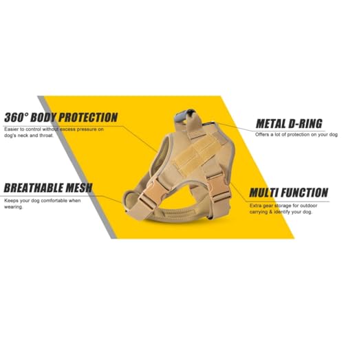 Tactical Dog Harness for Medium Large Dogs,No-Pull Dog Harness, Smart Fit Reflective Pet Walking Harness for Training,Dog Vest Harness with Handle (S (Neck:14"-18" ; Chest:18"-23") 15-33lb) - size: S (Neck:14"-18" ; Chest:18"-23") 15-33lb