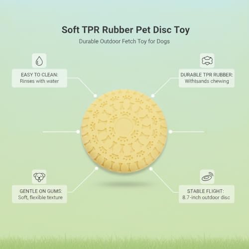 Compatible with Interactive Fetch Play, Soft TPR Rubber Dog Flying Disc, Flexible 8.7 Inch Outdoor Toy for Dogs - color: Yellow