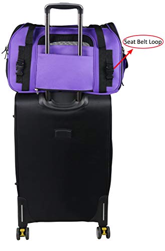 EliteField Soft Pet Carrier (3 Year Warranty, Airline Approved) Soft Sided Dog Puppy Cat Carrier Travel Bag (X-Large: 21" L x 12" W x 13" H, Purple) - color: Purple, size: 21.0"L x 12.0"W x 13.0"H