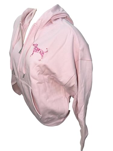 Victoria's Secret PINK Ivy Fleece Full Zip Hoodie Pink Dog Logo New Women - size: X-Large