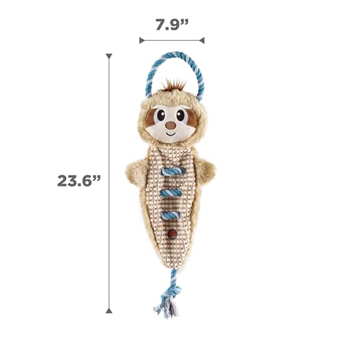 Outward Hound by Charming Pet Ropiez Rope Interactive Dog Tug Toy for Tugging Squeaky Fun, Sloth, Brown - color: Ropiez Sloth