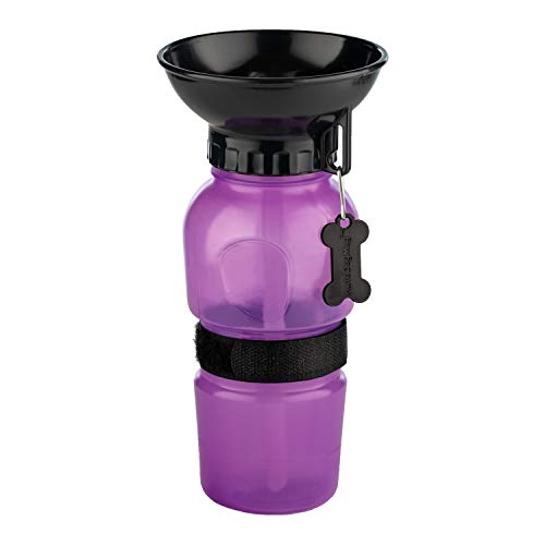 Highwave AutoDogMug Dog Water Bottle with Built-in Bowl, 20 oz, Purple - color: Purple