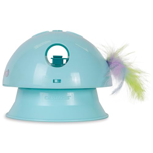 Catstages 2-in-1 Dart N’ Dash Electronic Feather Cat Toy, Motion-Activated, Ball Track Add-On, Blue - color: Dart N' Dash
