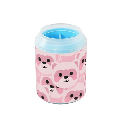 Cartoon Cute Pink Beer Portable Paw Cleaning Cup with Soft Silicone Brush Pets Bathing Brush for Dogs Cats lavadora de Patas para Perros